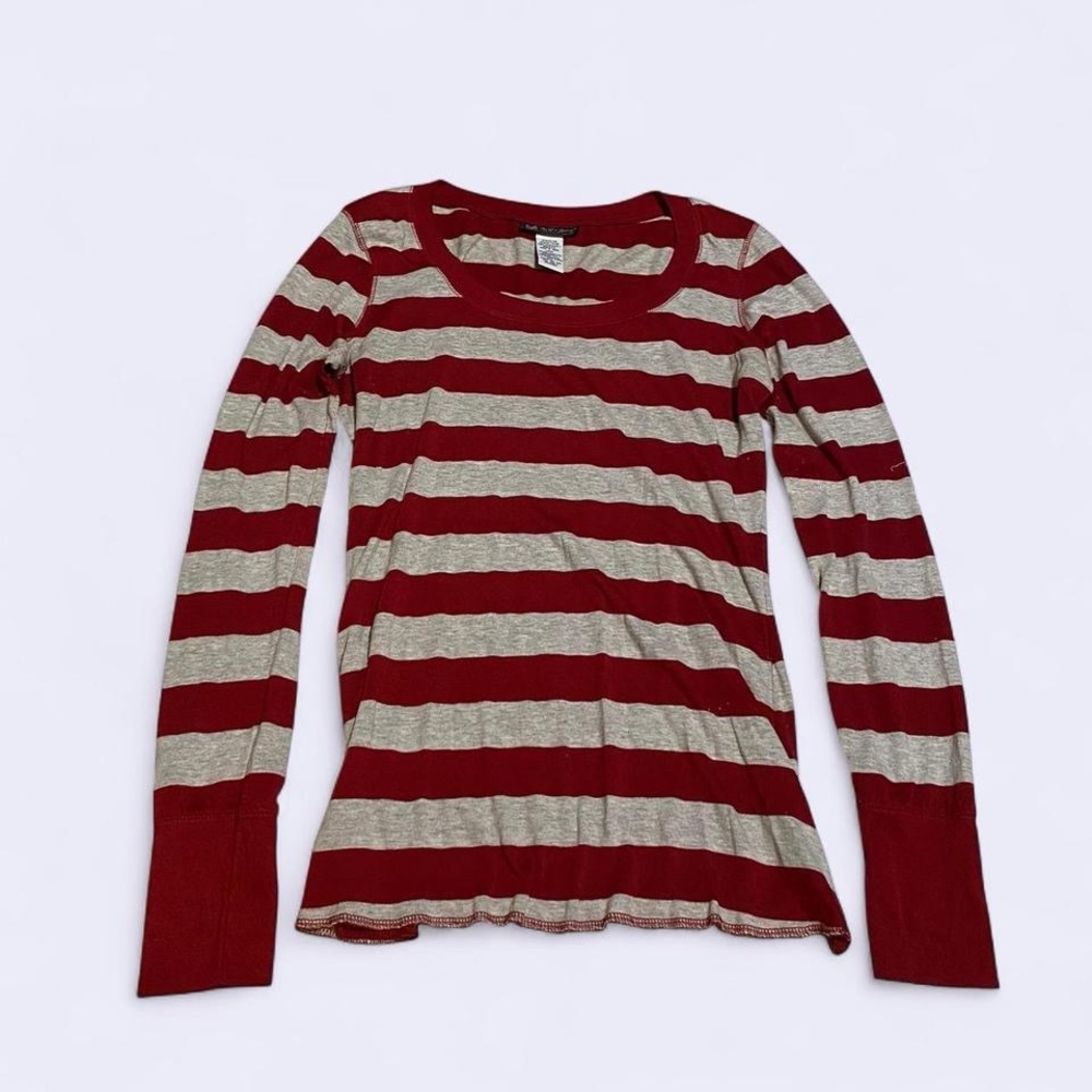 Y2K Self Esteem Red and Beige Striped Long Sleeve Top